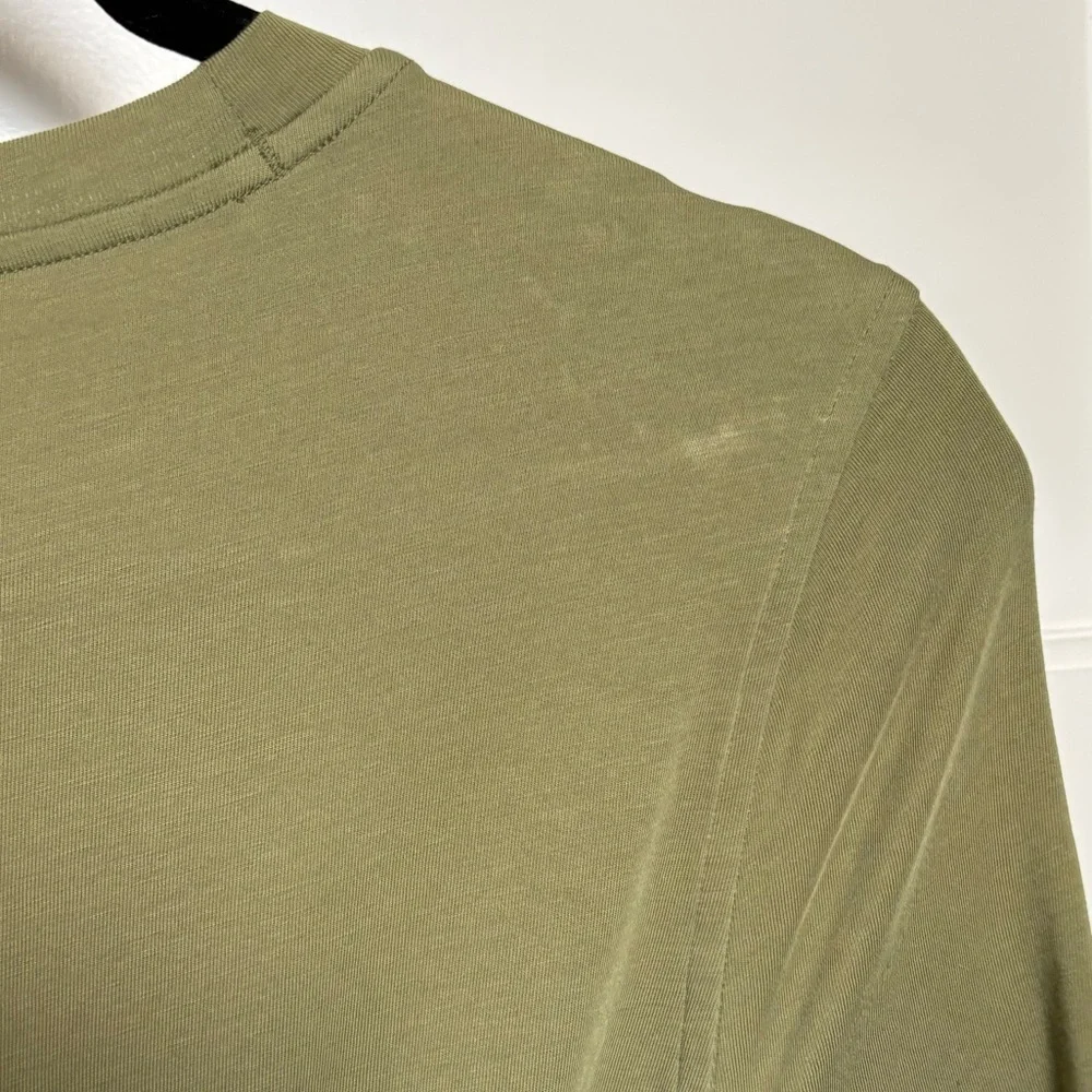 Lululemon Olive Green Cotton Wrap-Front T-Shirt Dress (8)